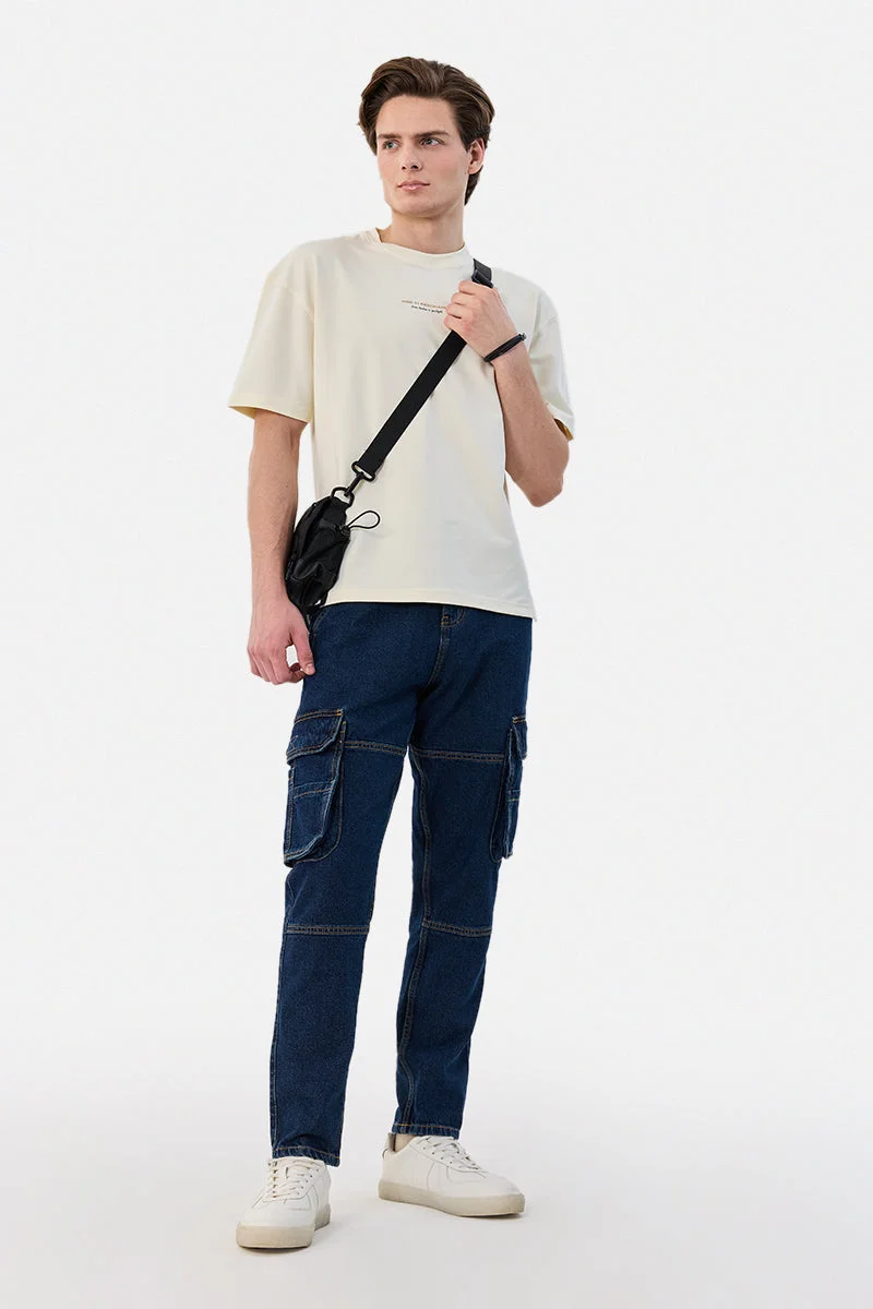 Snitch Blue Baggy 100% Cotton Six pockets Cargo Pants for Men | Best Price UAE